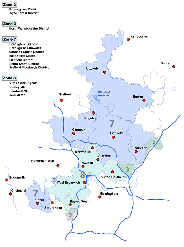 Map of charging zones